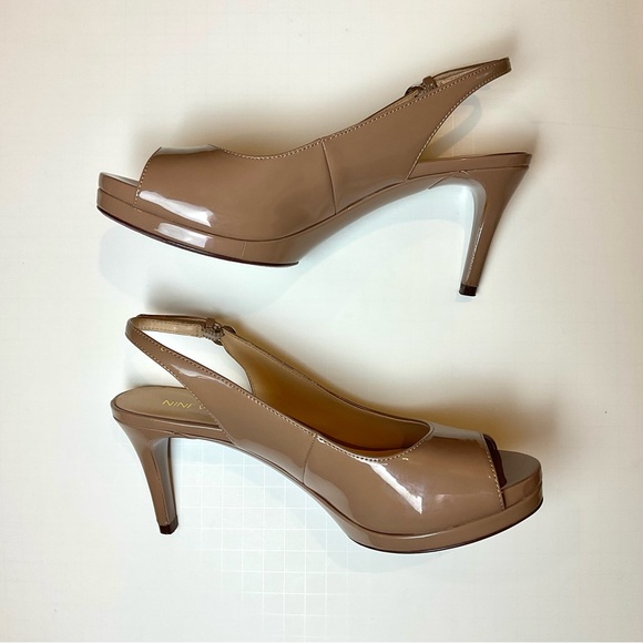 Nine West Gabrielle Platform Slingback Patent Pump Heels 7.5 - Picture 10 of 11